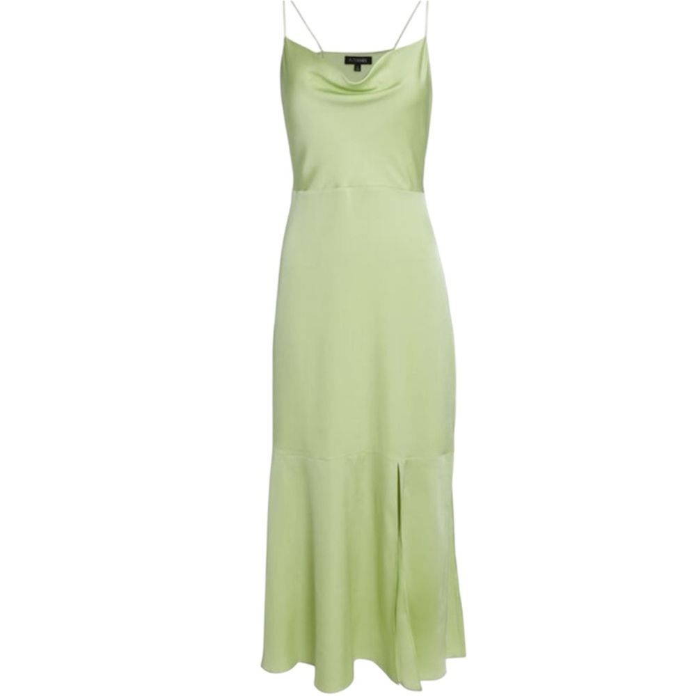 INTERMIX Green Slip Dress Spaghetti Strap Midi